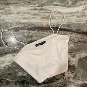 SHEIN Cream Ribbed Spaghetti Strap Top